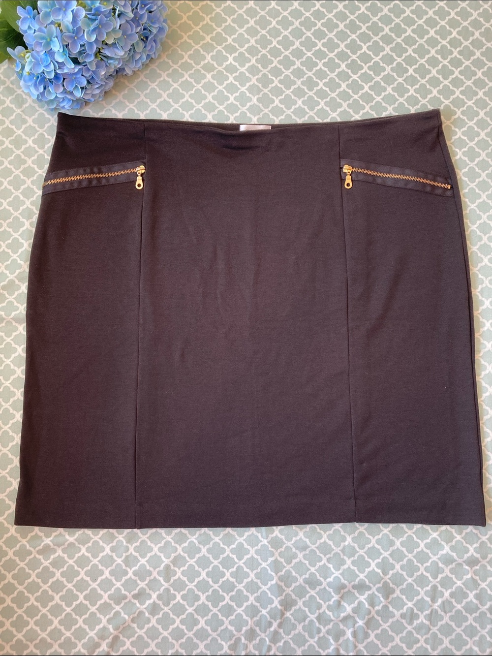 Avenue Brown Paneled Pencil Skirt 26/28